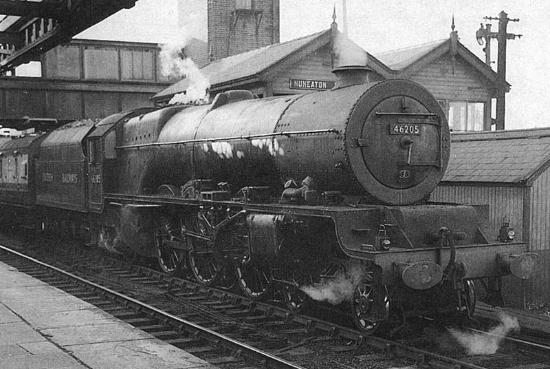 Ex-LMS 7P 4-6-2 Princess Royal Class No 46205 'Princess Victoria' heads a Liverpool to Euston express in September 1950