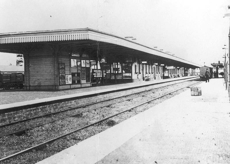 View of Nuneaton station's island platform which opened circa 1868-9 to service traffic generated by the opening of the Leicester branch