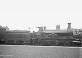 LNWR 2-4-0 Improved Precedent class No 1105 'Hercules' stands at the north end of Nuneaton station