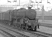 Ex-LMS 5MT 4-6-0 No 45403 heads a down Type 3 Freight service through Nuneaton station on 13th August 1964