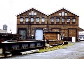 The LNWR warehouse in the down yard at Nuneaton Trent Valley station in the 1980s