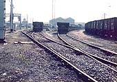 Looking towards Nuneaton station on the left whilst on the right is the goods yard with a mixture of ballast and 'crippled' wagons