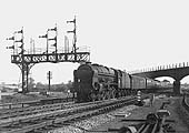 Rebuilt ex-LMS Patriot class No 45545 'Planet' is seen passing under the Midland Railway's Birmingham to Leicester line