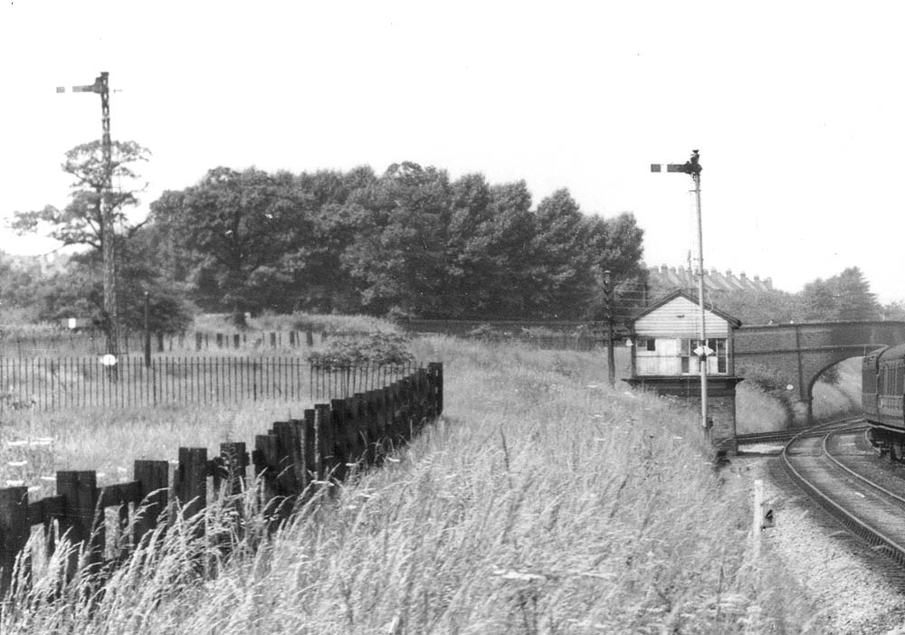 Close up showing Perry Barr North Junction signal cabin which was erected in the 'V' between the line from Handsworth Junction