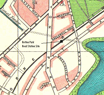 View of map showing Rotton Park Road station's juxtaposition with the surrounding area