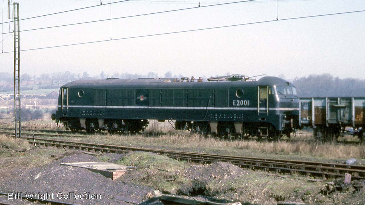 British Railway's experimental Electric locomotive E2001 is seen standing on one of the sidings at Rugby shed on 29th March 1965