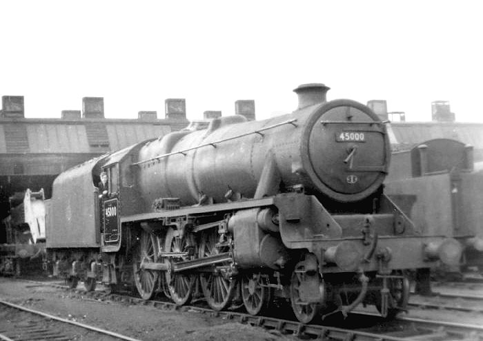 Ex-LMS 5MT 4-6-0 'Stanier Black 5' No 45000 is seen 'cabbed' by Driver Graham's son Ken Graham