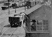 Close up showing Rugby No 6 Signal Cabin and the throat to Rugby's goods yard and cattle sidings