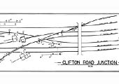 A low resolution of Clifton Road Junction signal cabin's track diagram showing the crossovers and junction