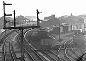Close up showing the tracks leading to Rugby's goods sheds and to the other sidings behind Wood Street