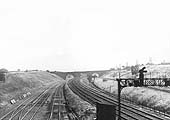 Southern approaches to the station showing from left to right Northampton, Market Harborough and Euston lines