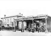 View of the main entrance to Rugby's second station which was erected directly opposite Railway Terrace