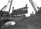 Second of five photographs showing the recovery of ex-LMS 8F 2-8-0 No 48263 at Spon End arches on 16th December 1962