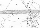 A 1912 Ordnance Survey map showing only the outline of the earthworks at Three Spires Junction and the Coventry Loop Line