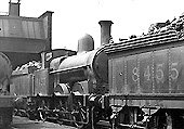 Another view of ex-LNWR 2F 0-6-0 'Cauliflowers' No 8455 and No 8453 standing at Milverton, but a year earlier than the previous photograph