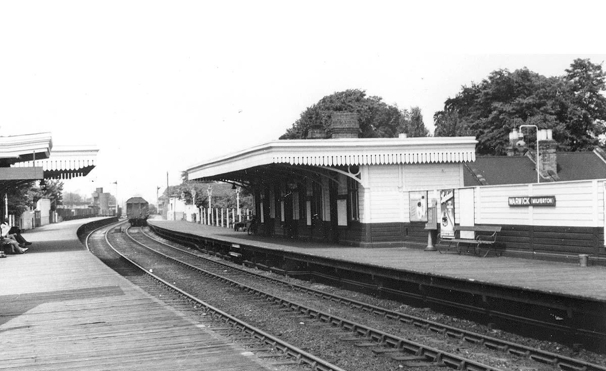 Looking towards Kenilworth as a Nuneaton to Leamington motor train passes the site of the original 1844 station in July 1951