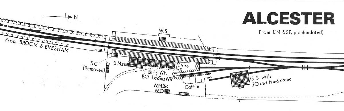 Close up showing the plan of the station building and layout of the goods shed and yard immediately adjacent to the station