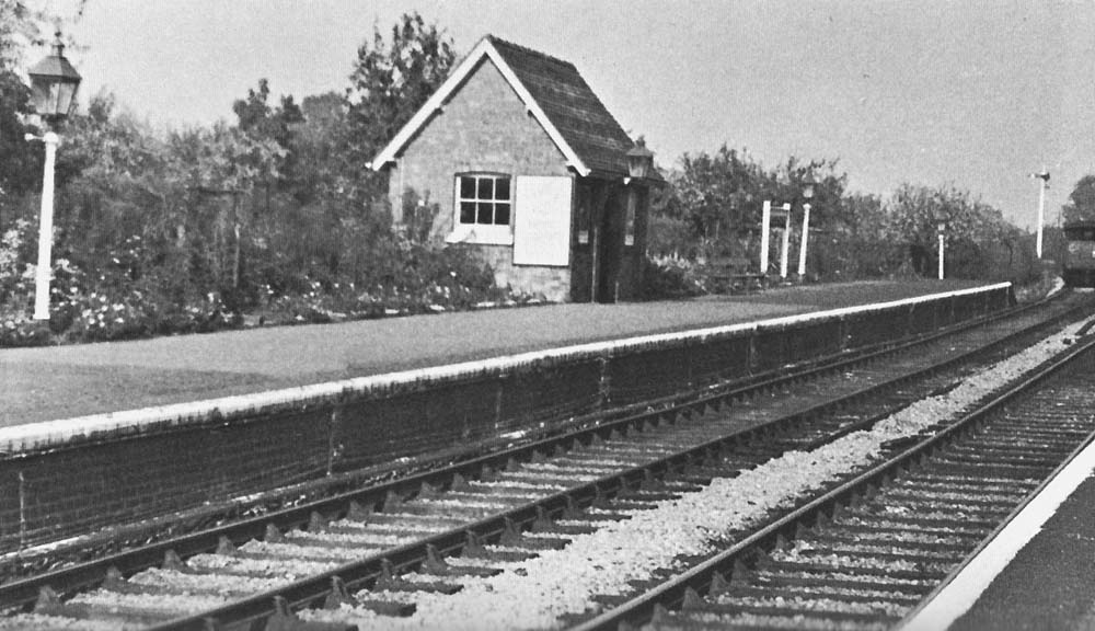View of the brick built Passenger Waiting Room on Alcester station's northbound platform