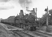Ex-MR 4-4-0 2P No 512 passes through Alcester station with the 1:20pm New Street to Ashchurch service on Saturday 18th September 1948