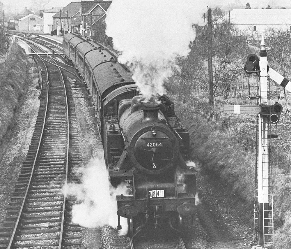 British Railways built 2-6-4T No 42054 leaves for Evesham with a down local on Easter Monday 30th March 1959