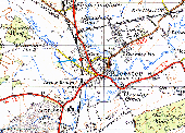Ordnance Survey Map showing the lines of the Midland Railway and the Alcester Railway and their proximity to Alcester