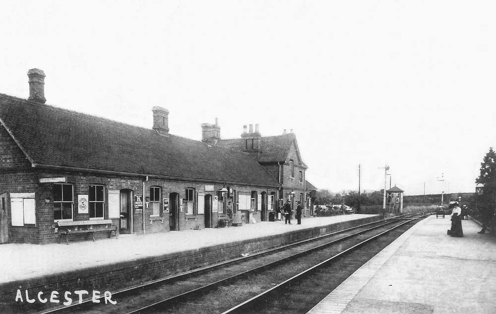 Looking towards Evesham  with the original signal box opened in the 1870s located just past the end of down platform
