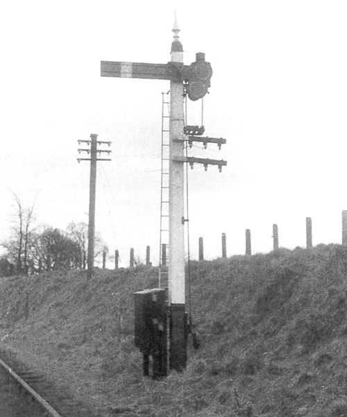 The Midland Railway Home Signal located opposite the end of the engine shed head shunt