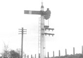 The Midland Railway Home Signal located opposite the end of the engine shed head shunt