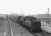 BR 4MT 4-6-0 No 75060 is seen arriving at Alvechurch on 5.32pm Birmingham New Street to Redditch on 23rd April 1960