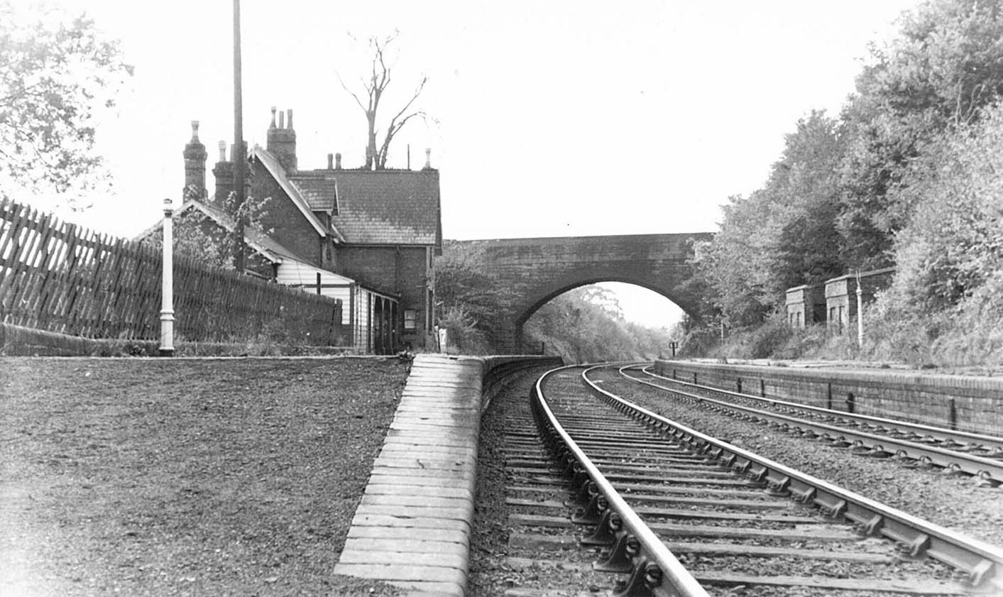 Looking towards Whitacre Junction along the now closed station's down platform on 18th October 1964.
