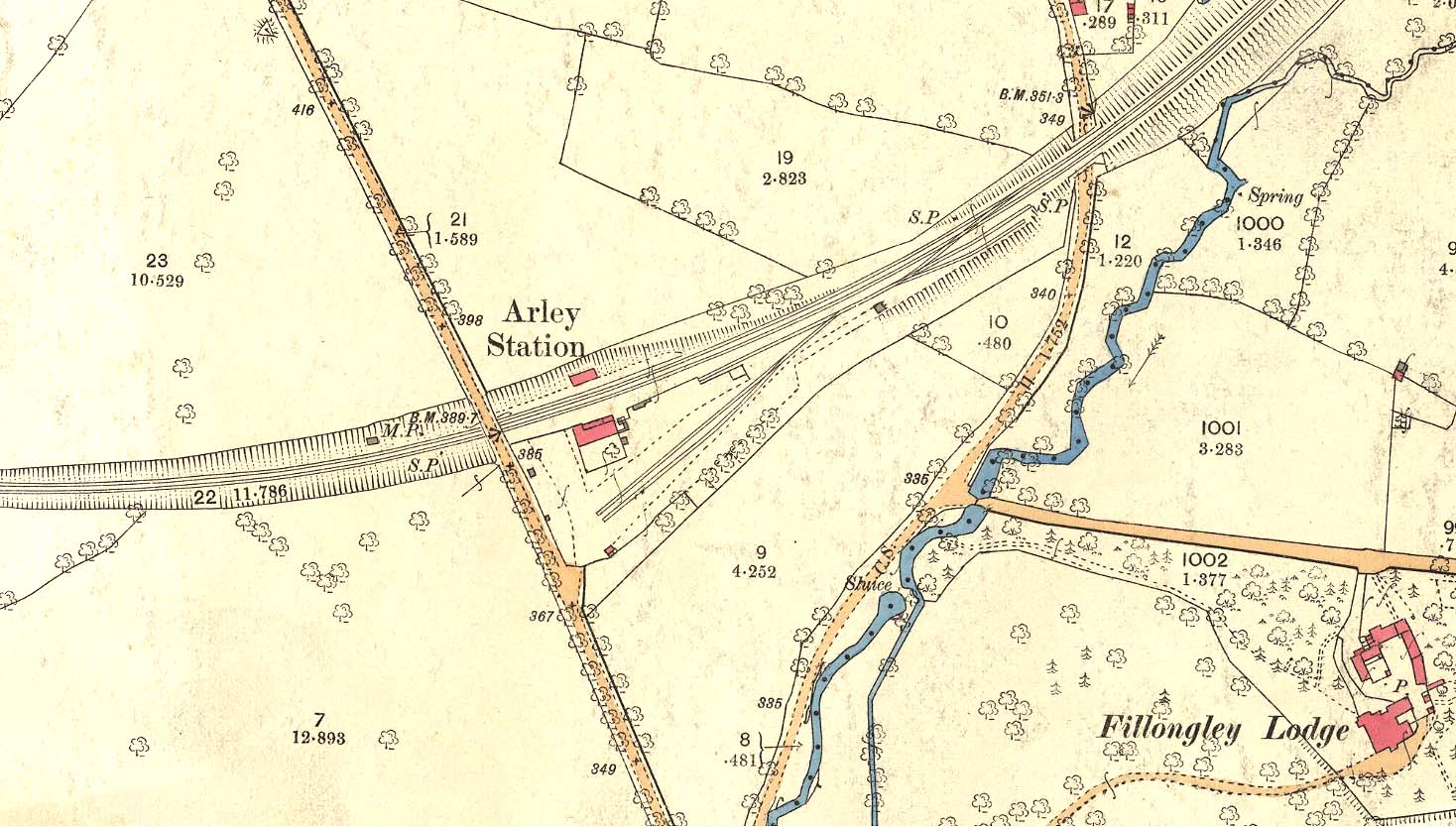 An 1886 25 inch to the mile Ordnance Survey map of Arley & Fillongley station and goods yard