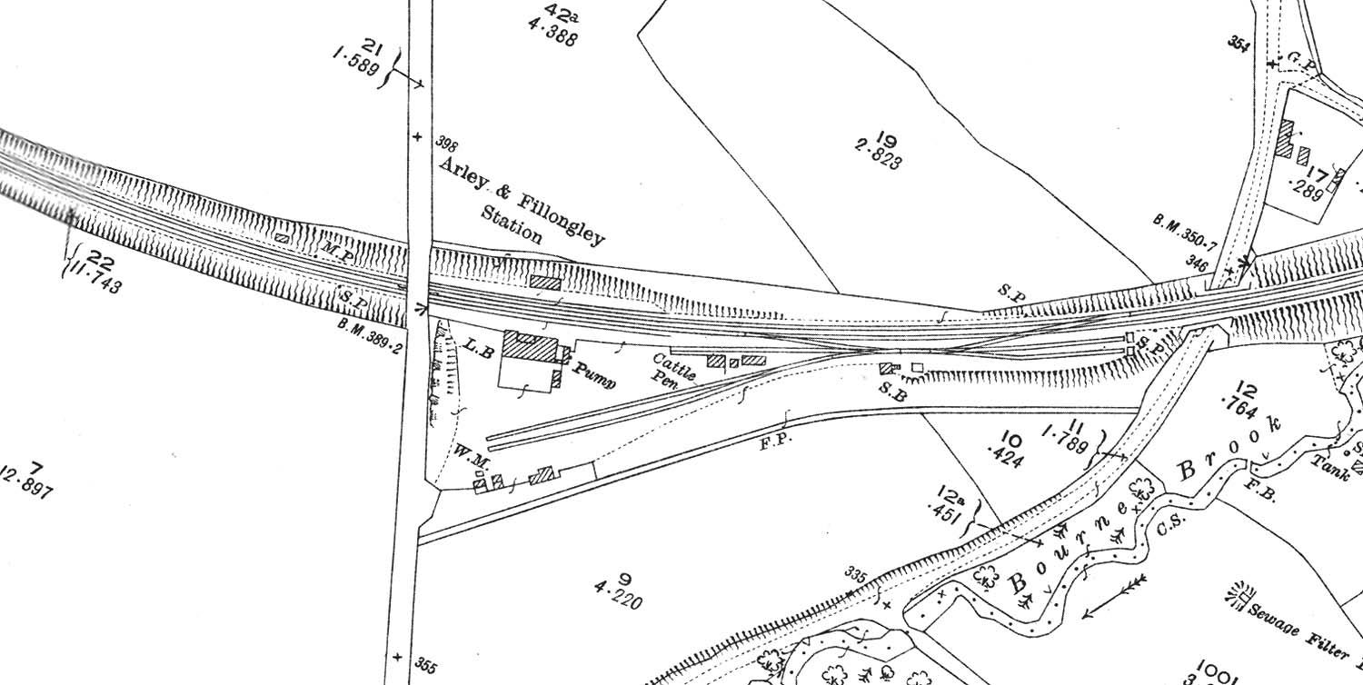 A 1923 25 inch to the mile Ordnance Survey map of Arley & Fillongley station and goods yard