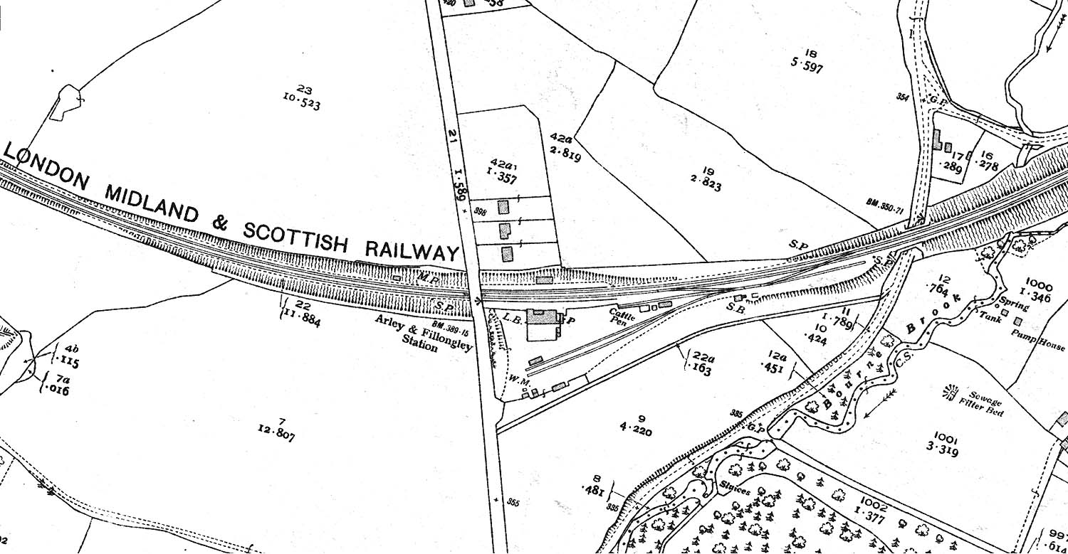 A 1936 25 inch to the mile Ordnance Survey map of Arley & Fillongley station and goods yard