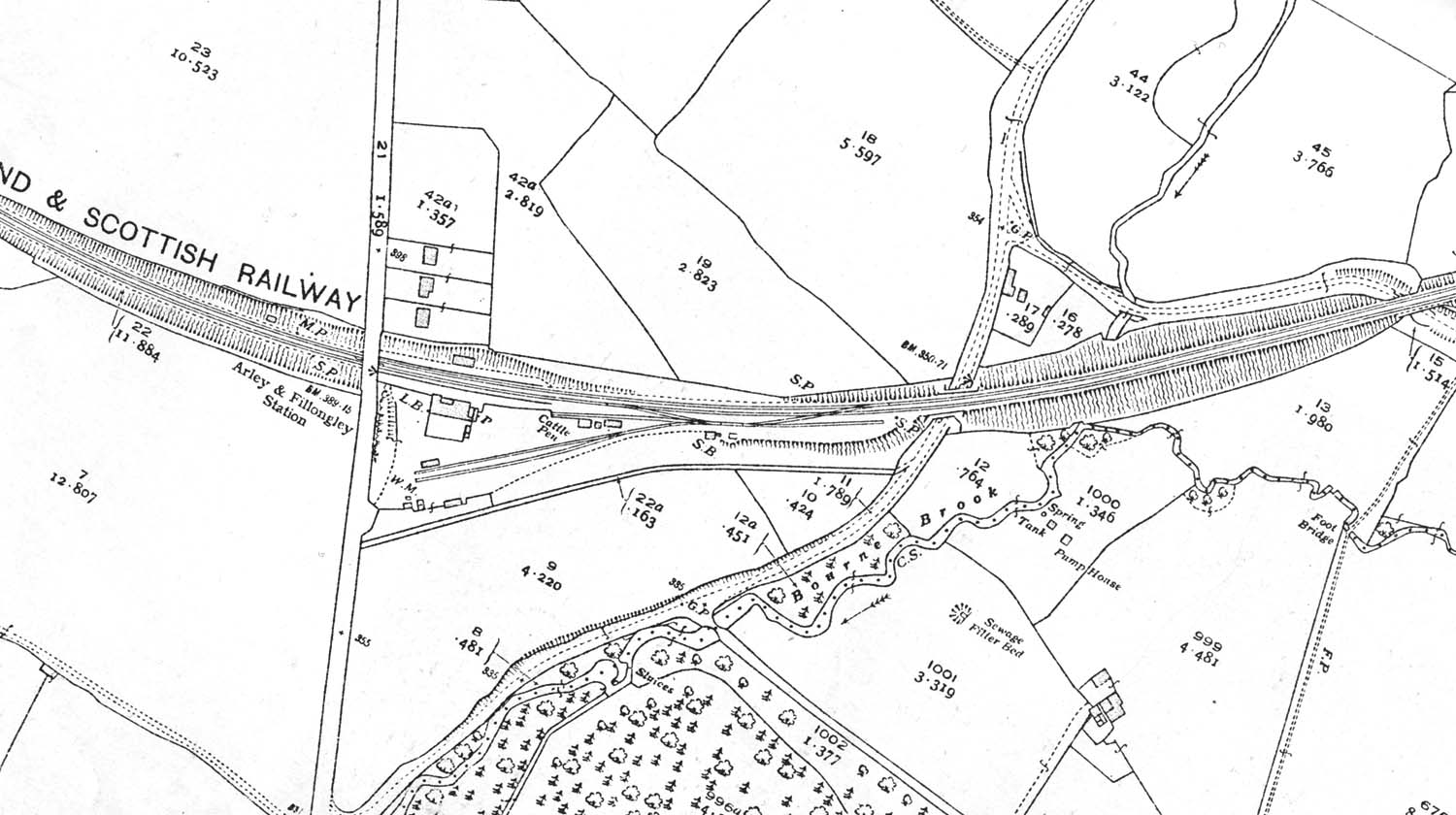 A 1930 25 inch to the mile Ordnance Survey map of Arley & Fillongley station and goods yard