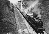 LMS Fowler 0-6-0 4F No 4436 leaves Barnt Green in the cutting as it heads south towards Blackwell in 1928