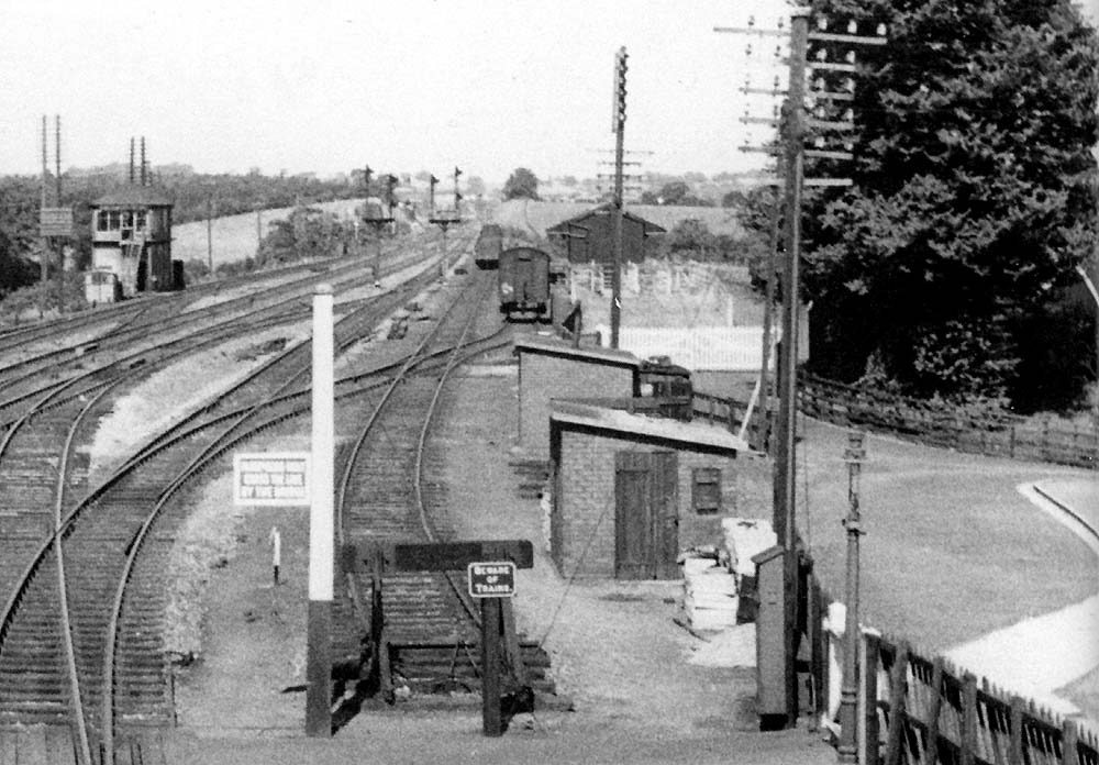 Close up showing the cattle dock and small timber goods shed on the down side goods yard
