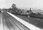 An early 20th century view of the station looking across the down main platform across to the Redditch platforms