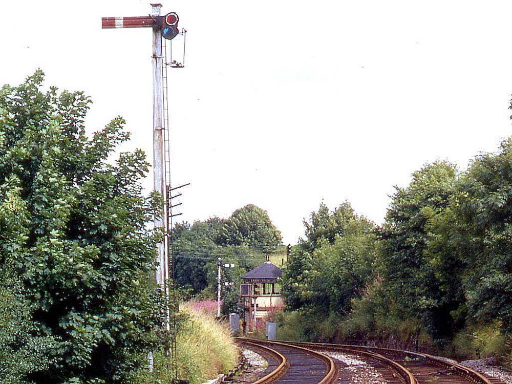 View of the Midland Signal Box controlling the single line to Redditch on 3rd August 1969