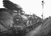 Midland Railway 2-4-0 No 177 pilots to Midland Railway 4-4-0 No 523 as it approaches Barnt Green station