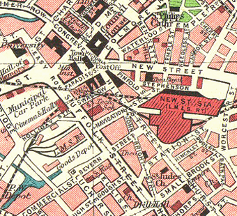 Map Of Central Birmingham Birmingham Central Goods Station: The Location Of Central Goods Depot And  Its Juxtaposition With New Street Station As Seen On A 1947 Copy Of  Bartholomews Map