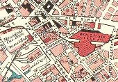 The location of Central Goods Depot and its juxtaposition with New Street station as seen on a 1947 copy of Bartholomews Map