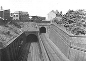 Looking towards Bath Row road bridge with the Jewish cemetery amongst the trees on the right circa 1957