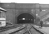 View of Granville Street's goods tunnel mouth showing the lights and the point work within the tunnel itself