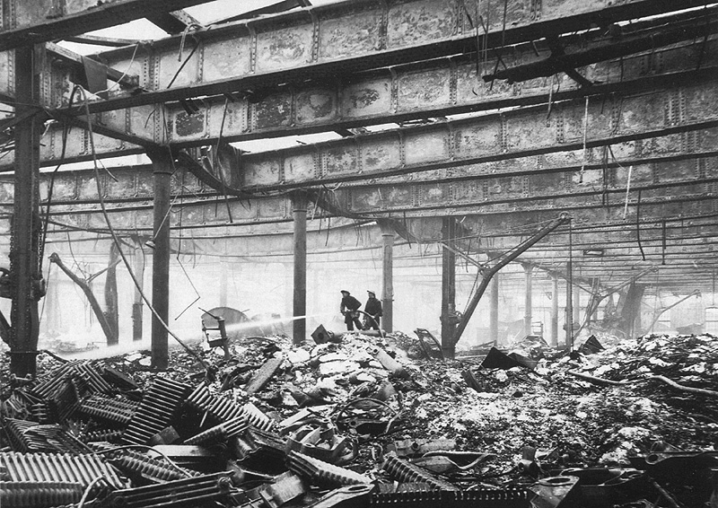 Birmingham Central Goods Station: Firemen are seen dampening down the ...