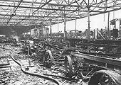 View of the charred remains of the lorry/dray loading platform following the raid on 25th October 1940