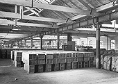The top floor of Birmingham Central Goods Depot's warehouse being used to store boxes of Quaker Oats