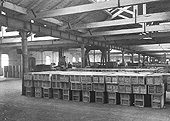 Another view of the first floor at Birmingham Central Good Depot's warehouse showing boxes of Quaker Oats