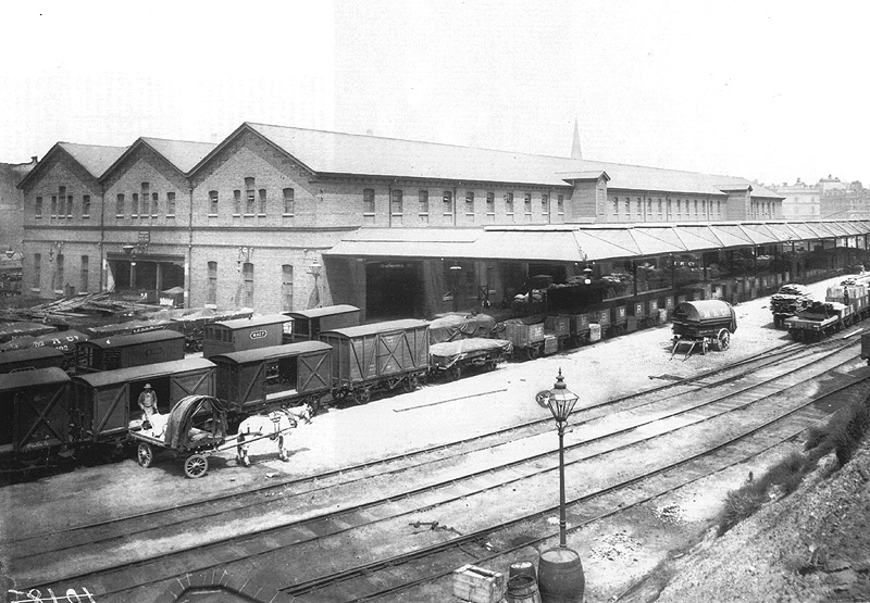 A late 19th century view from Severn Street of the right-hand side of Birmingham Central Goods Station
