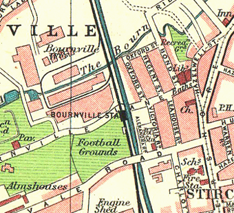 Location Map of Bournville station showing its relationship to Cadbury works and Bournville Lane