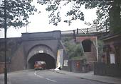 The railway bridge over Bournville Lane and main station entrance, photographed on Monday 10th June 1963